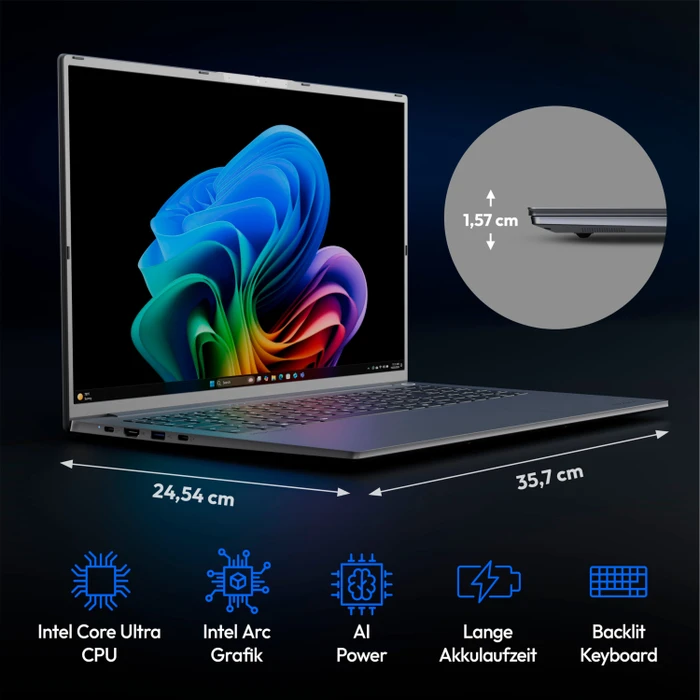 Medion SPRCHRGD 16 S1, Core Ultra 9 288V, 32GB RAM, 2TB SSD, DE