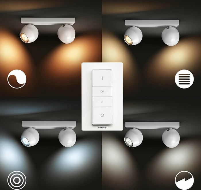 Philips Hue White Ambiance Buckram 2-flammig weiß