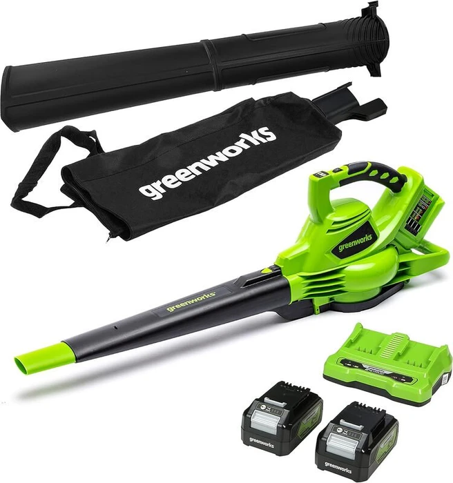 Greenworks Tools GD24X2BVK4X Akku-Laubbläser inkl. 2 Akkus 4.0Ah