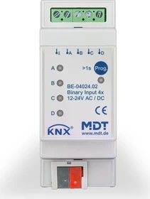 MDT Binäreingang BE 4-fach, 2TE REG, Eingänge 24V (BE-04024.02)