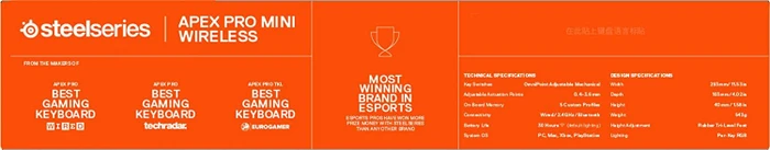 SteelSeries Apex Pro Mini Wireless, OmniPoint 2.0, USB/Bluetooth, ND