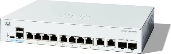 Cisco Catalyst 1300 Rackmount Gigabit Managed Switch, 8x RJ-45, 2x RJ-45/SFP