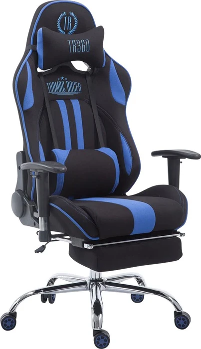 CLP Racing Limit Stoff Gamingstuhl mit Fußstütze, schwarz/blau