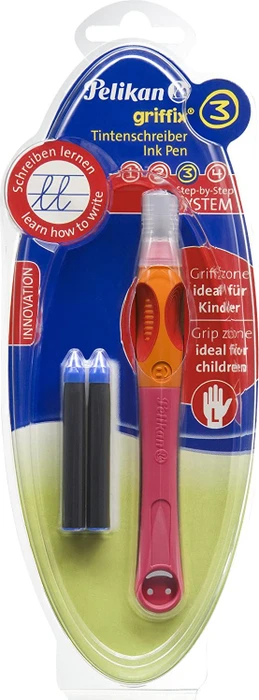 Pelikan griffix 3 Tintenroller (Patrone) rosa/orange, Linkshänder, Blister