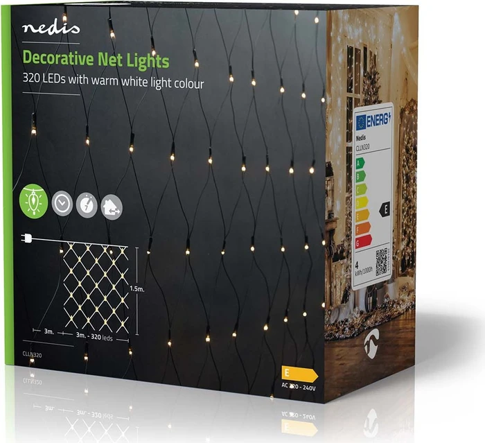 Nedis CLLN320 Dekorative Netzlichter Lichtervorhang LED 320x warmweiß