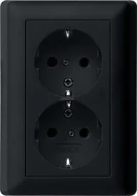 Gira SCHUKO-Doppelsteckdose 16A 250V mit Vollplatte, schwarz matt