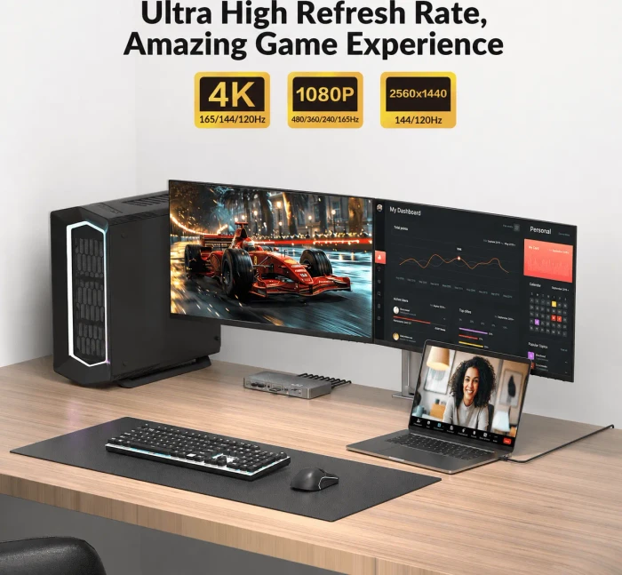 AV Access iDock B10, USB-C KVM Docking Station, 11-in1, for 1 Laptop & 1 Desktop, 8K@60Hz Dual Monitor, 2-fach KVM-Switch