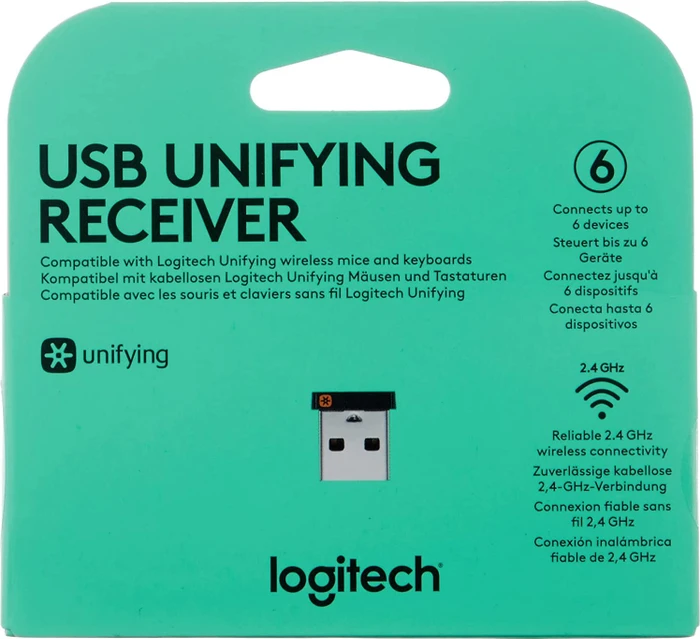 Logitech Unifying Receiver Pico, Funk-Empfänger, schwarz/orange