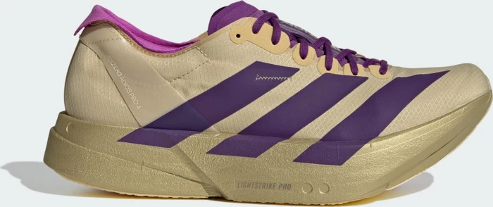 adidas Adizero Adios Pro 4 sand/rich purple/gold metallic (Herren)