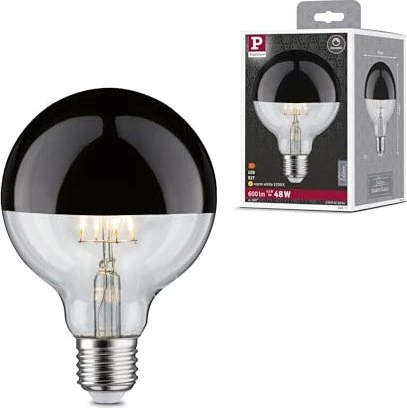 Paulmann Modern Classic Edition LED Globe E27 6.5W/827 warmweiß Kopfspiegel schwarz-chrom