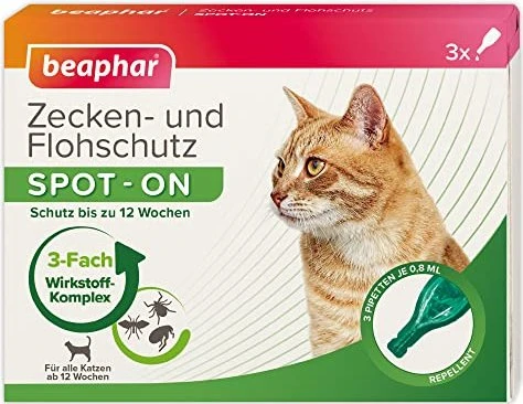 beaphar Zecken-Flohschutz Spot-On für Katzen, 2.4ml (3x 0.8ml)
