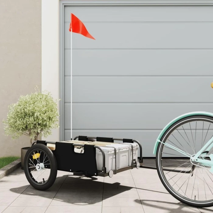 vidaXL Transport 126x63cm Fahrradanhänger schwarz
