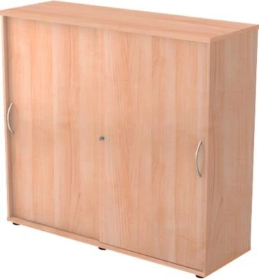 Hammerbacher Schiebetürenschrank 3OH V1753S, Bogengriff Metall, nussbaum, Aktenschrank