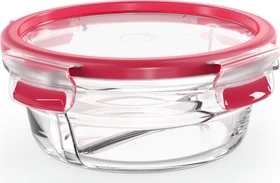 Emsa Clip&Close Glas rund Aufbewahrungsbehälter mit Trenner 550ml rot