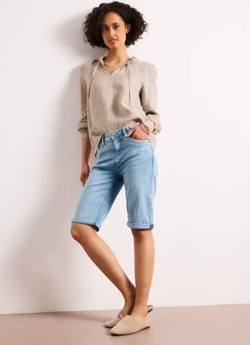 Street One Jane Bermuda Shorts mit Turn-Up Detail Jeans light blue authentic wash (Damen)