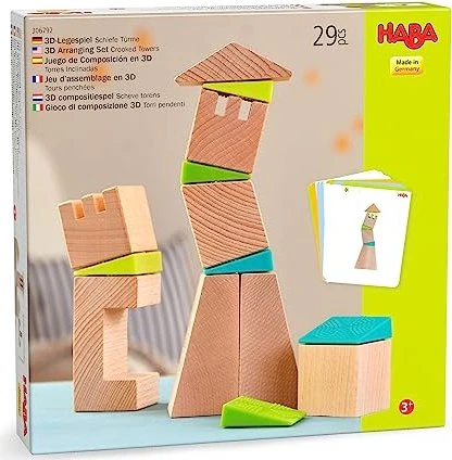 HABA 3D-Legespiel Schiefe Türme, 19-tlg.
