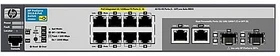 HPE Aruba 2615 Desktop Managed Switch, 8x RJ-45, 2x RJ-45/SFP, 67W PoE (J9565A)