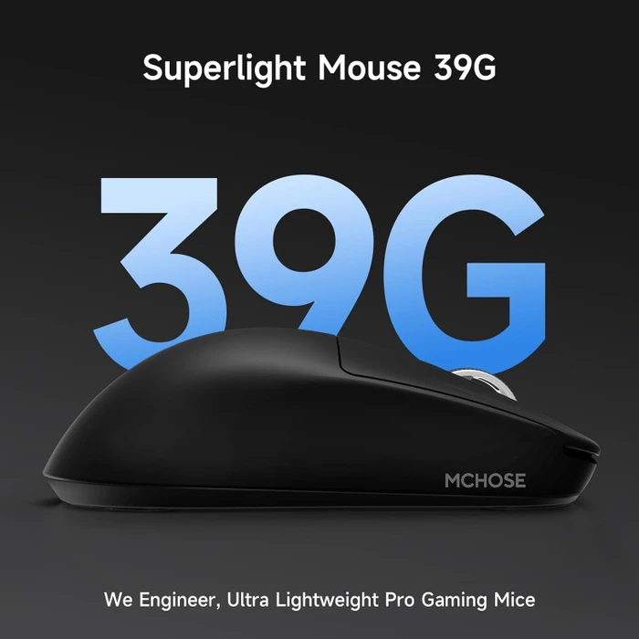 Mchose L7 Pro 8K Lightweight Wireless Gaming Mouse, schwarz, USB/Bluetooth