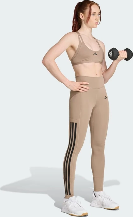 adidas Optime 3-Streifen Hose lang chalky brown (Damen)