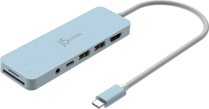 j5create Eco-Friendly 7-in1 USB-C Multi-Port Hub with Power Delivery rosa, USB-C 3.0 [Stecker]