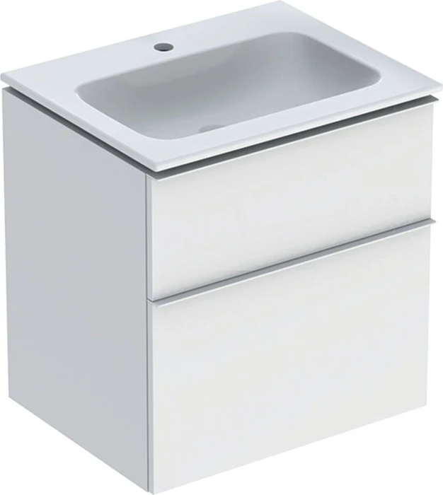 Geberit iCon Set Möbelwaschtisch/Unterschrank 60cm weiß/KeraTect, Korpus: weiß/lackiert matt, Griff: weiß/pulverbeschichtet matt