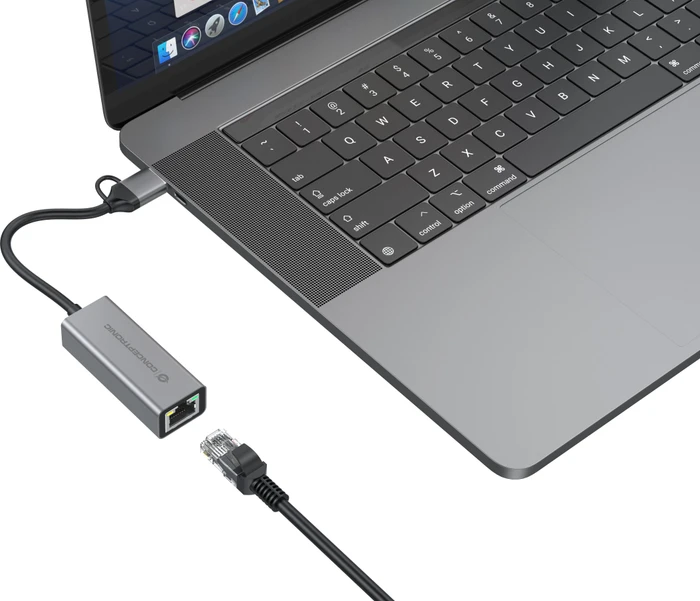 Conceptronic ABBY08G Gigabit LAN-Adapter, USB-C 3.0/USB-A 3.0 [Stecker]