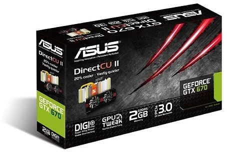 ASUS GeForce GTX 670 DirectCU II, GTX670-DC2-2GD5, 2GB GDDR5, 2x DVI, HDMI, DP