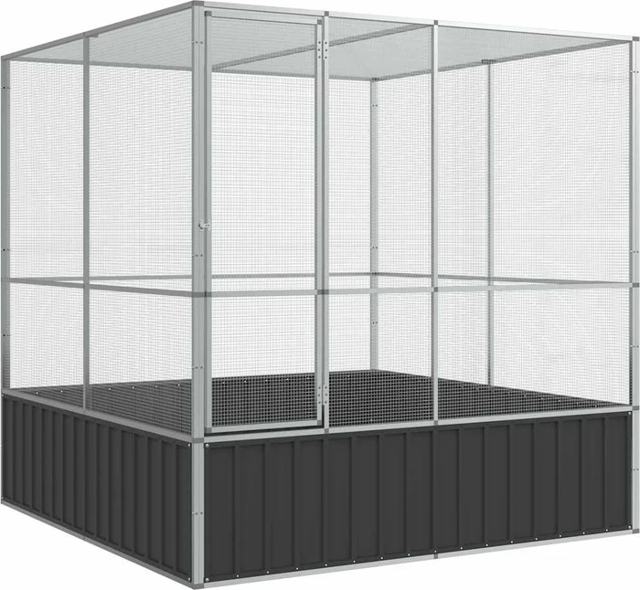 vidaXL Voliere, silber/grau, 211x212x207cm