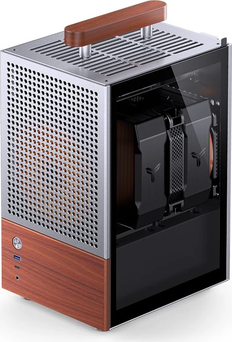 Jonsbo T6 Silver, silber/braun, Glasfenster, Mini-ITX