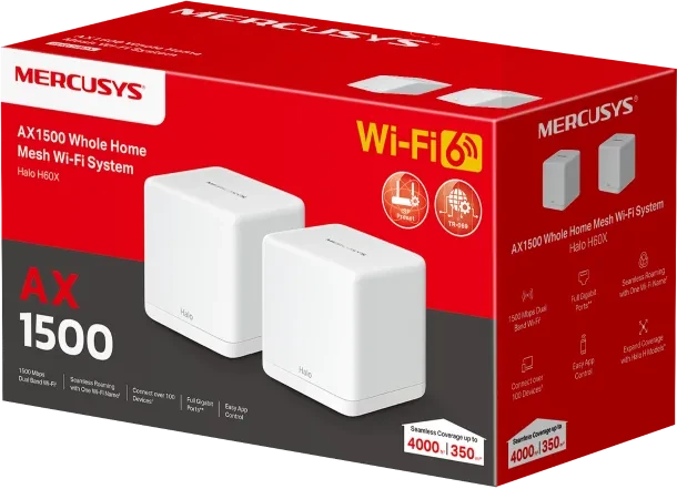 Mercusys Halo H60X, AX1500, Router und Repeater Set, 2er-Bundle