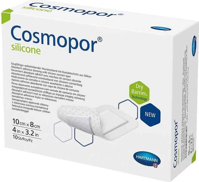 Hartmann Cosmopor silicone Wundverband steril, 8 x 10cm, 10 Stück