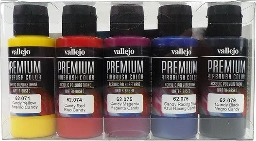 Vallejo Premium Airbrush Color Candy Colors Farbset, 5-tlg.