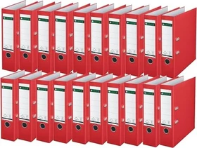 Leitz Qualitäts Ordner 2-Ring 180° Plastik, 80mm, A4, rot, 20er-Pack