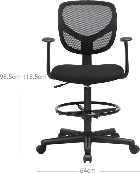 Songmics Ergonomischer Bürostuhl mit Armlehnen, schwarz
