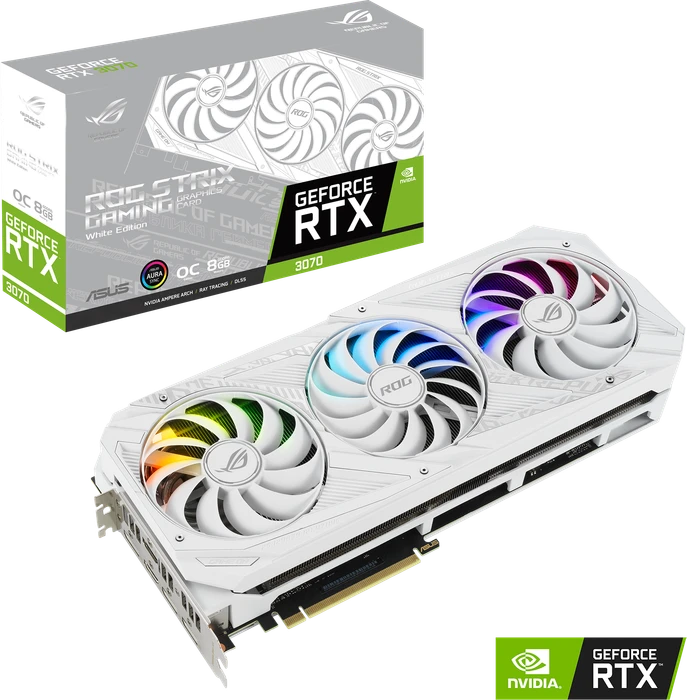 ASUS ROG Strix GeForce RTX 3070 OC White, ROG-STRIX-RTX3070-O8G-WHITE, 8GB GDDR6, 2x HDMI, 3x DP