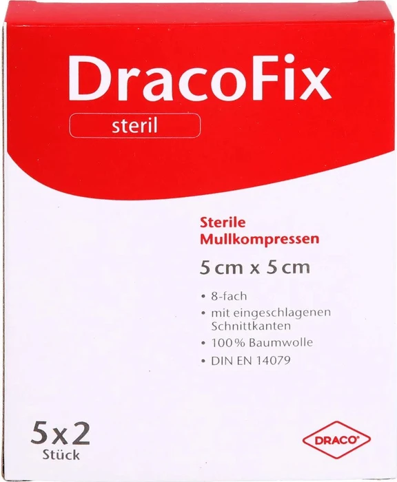 Dr. Ausbüttel DracoFix Peel Mullkompressen steril 8-fach, 5 x 5cm, 10 Stück