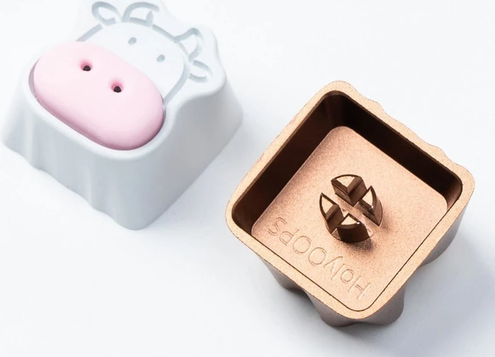 Keychron Cute Cows Alu Alloy Artisan Keycap, Silikon, Aluminium, rosa/braun, 1 Taste