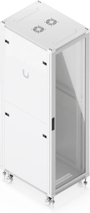 Ubiquiti 42U Rack Cabinet, 19" Rackschrank 42HE, mit Rollen, Glastür, weiß, 800mm tief