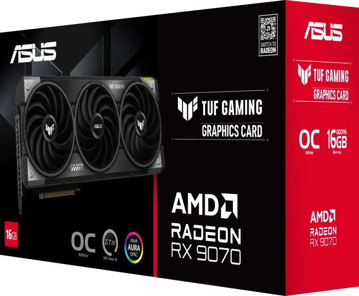 ASUS TUF Gaming Radeon RX 9070 OC, TUF-RX9070-O16G-GAMING, 16GB GDDR6, HDMI, 3x DP