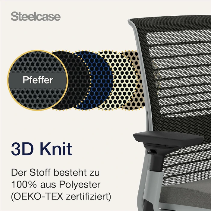 Steelcase Think Bürostuhl mit Armlehnen, pfefferschwarz/eulengrau