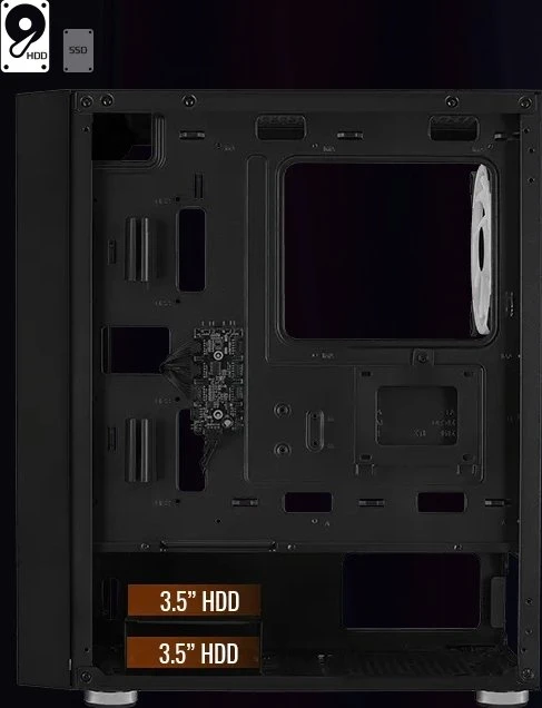 AeroCool Graphite, Lüfter LED RGB, Glasfenster