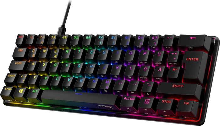 HP HyperX Alloy Origins 60, LEDs RGB, HyperX RED, USB, DE