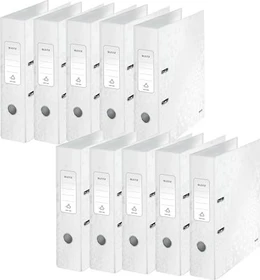 Leitz Qualitäts Ordner 2-Ring 180° WOW, 80mm, A4, weiß, 10er-Pack