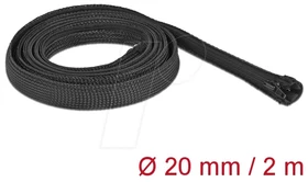 DeLOCK Geflechtschlauch mit Reißverschluss, hitzebeständig, 20mm, 2m, schwarz