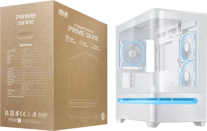 ASUS Prime AP202 ARGB, weiß, Glasfenster