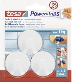 tesa Powerstrips Haken small rund weiß, 3 Stück