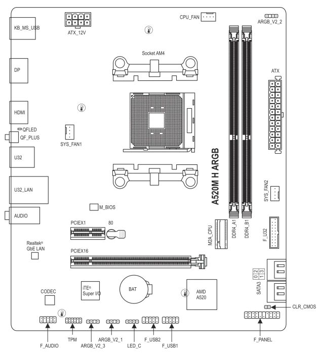 GIGABYTE A520M H ARGB (AMD AM4)