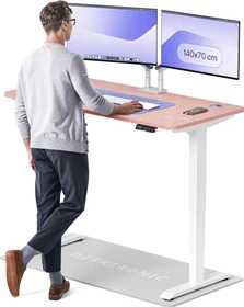 Desktronic HomePro Sitz-Steh-Schreibtisch 140x70cm rosa/weiß