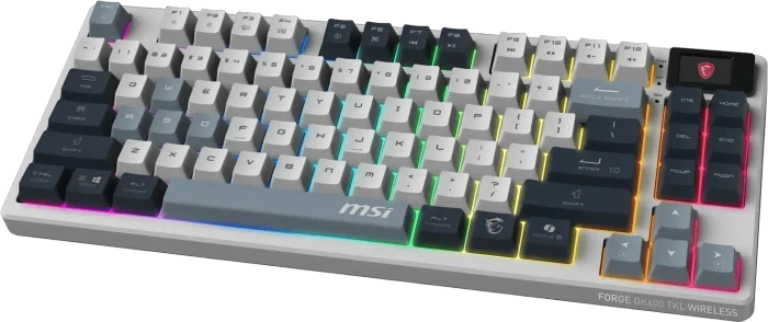 MSI FORGE GK600 TKL Wireless Sky, LEDs RGB, hot-swap, KKT Purple Star, USB/Bluetooth, FR