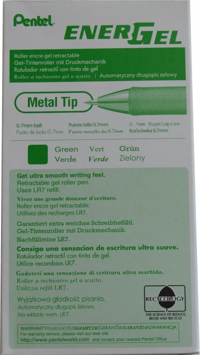 Pentel EnerGel XM BL77 Gelroller grün/silber, 12er-Pack